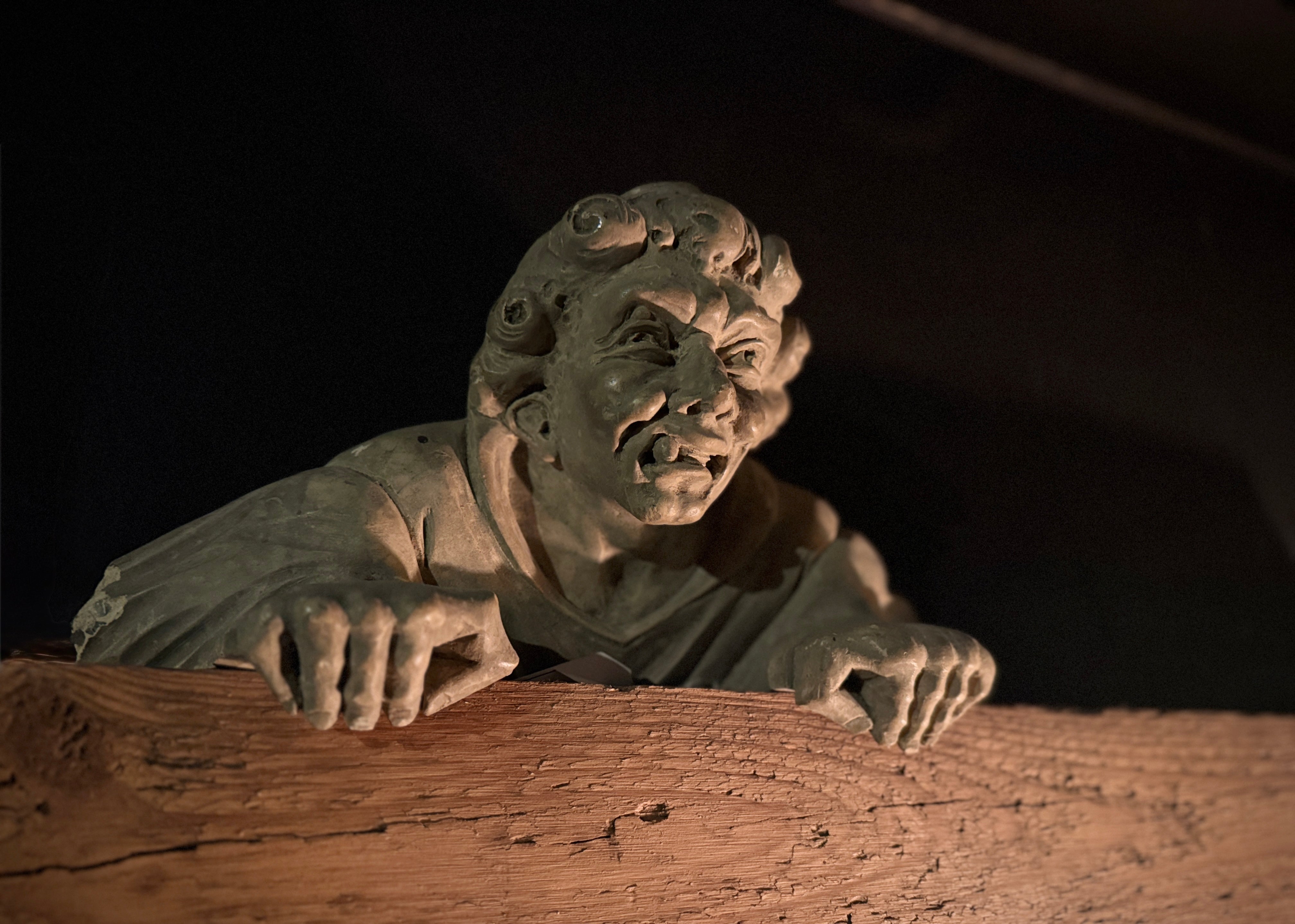 Gothic Medieval Cliffhanger Shelf Sitter Wall Plaque, Handmade Plaster Decor (33x15x9cm) Quasimodo Notre Dame Bell Ringer