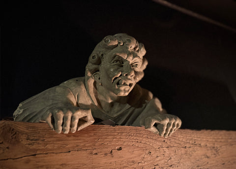 Gothic Medieval Cliffhanger Shelf Sitter Wall Plaque, Handmade Plaster Decor (33x15x9cm) Quasimodo Notre Dame Bell Ringer