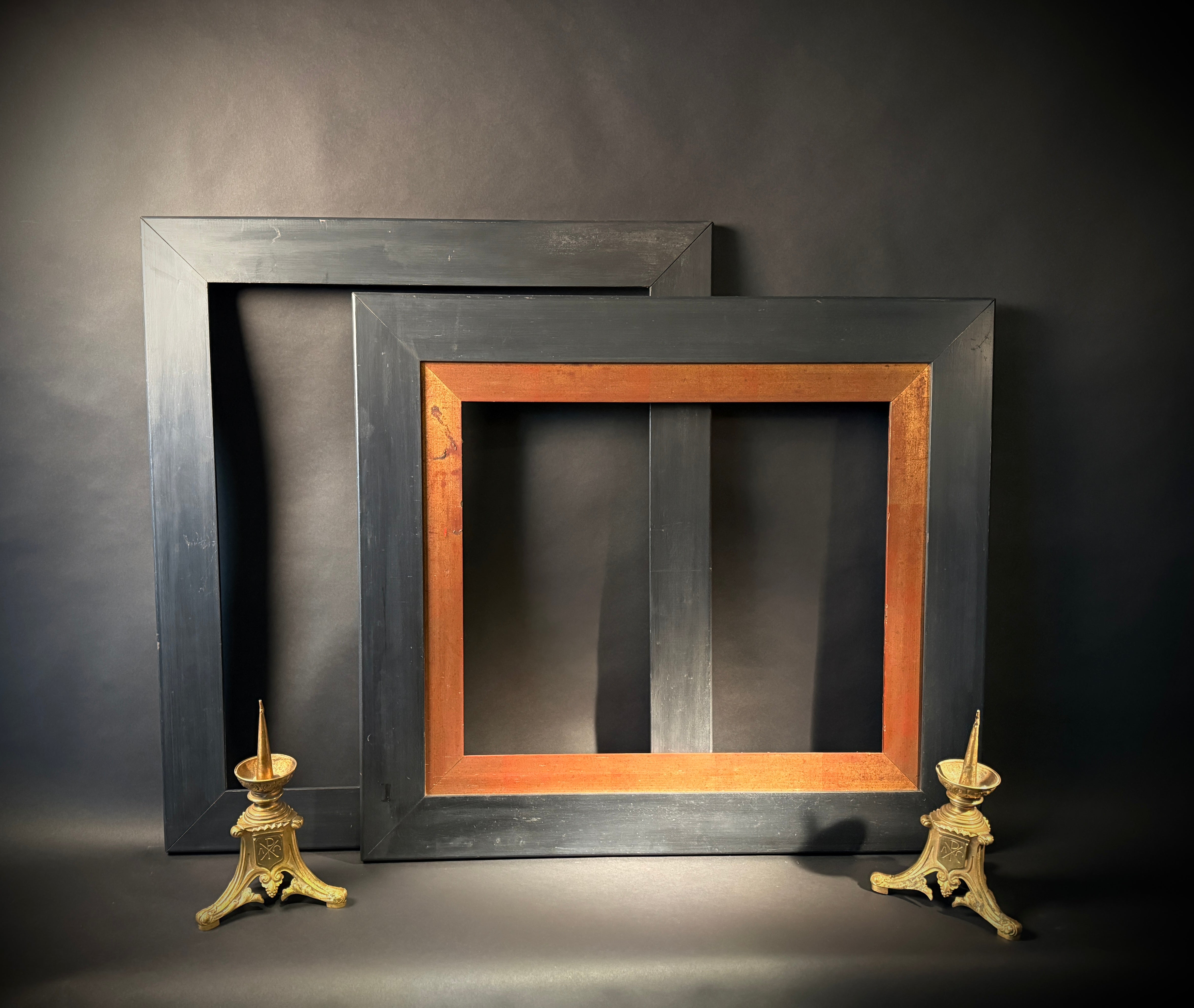 Pair Large Antique Wood Picture Frame | Black Classic Finish | 66x45.5cm