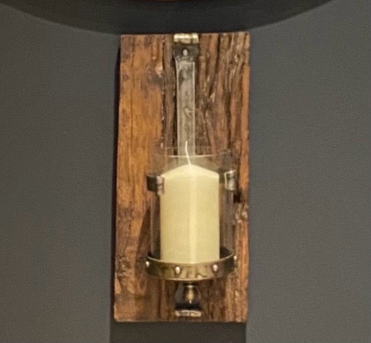 Rustic Wood, Metal, and Glass Candle Holder Wall Sconce