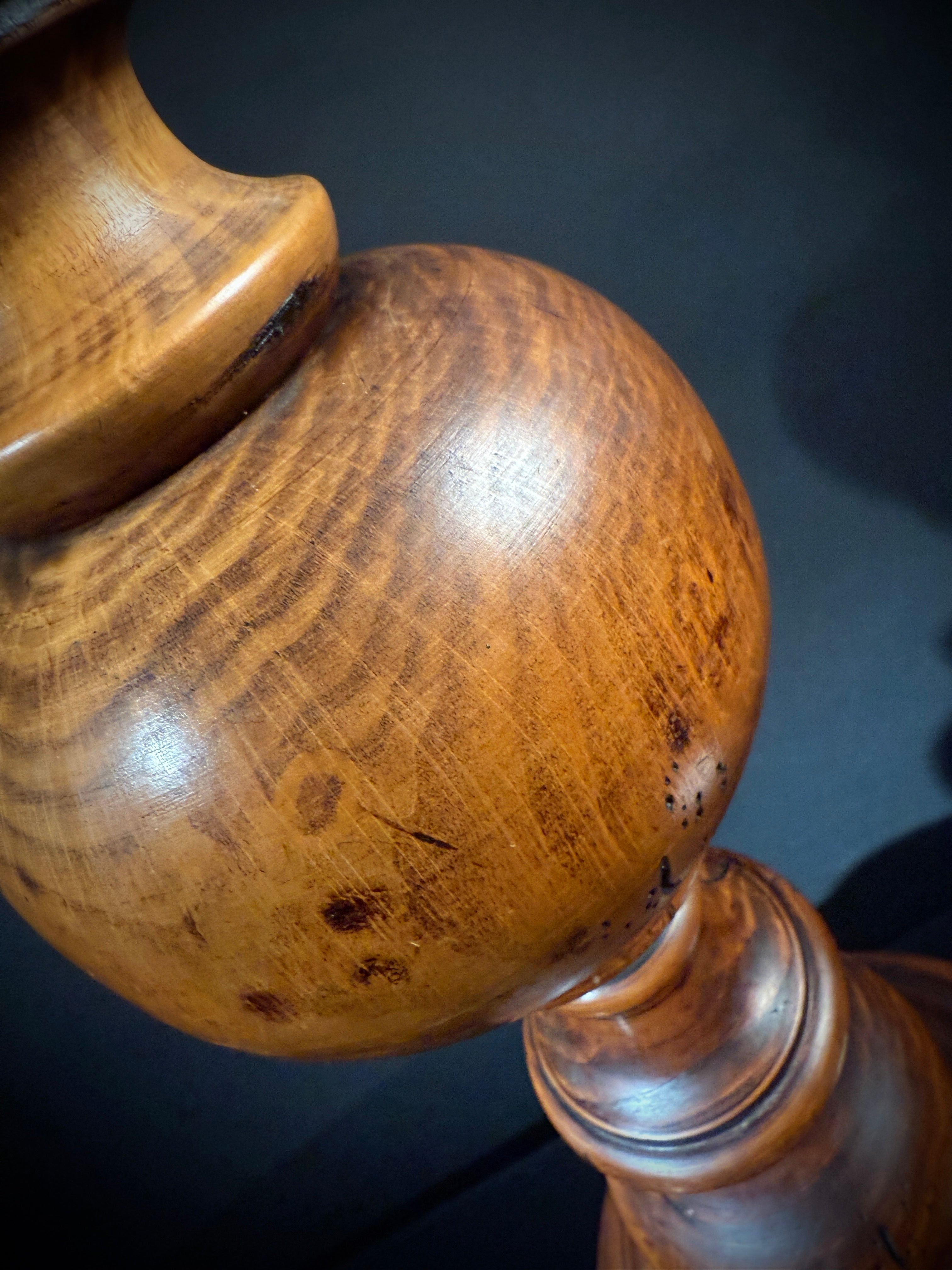 Extra Large Classic Antique Wood Giant Candlestick Floor Lamp