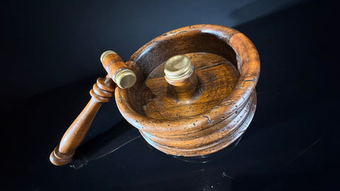 Antique Wooden Walnut Breaker with Ribbed Circular Holder & Brass-Mounted Gavel – Vintage  Nut Cracker - Gavel