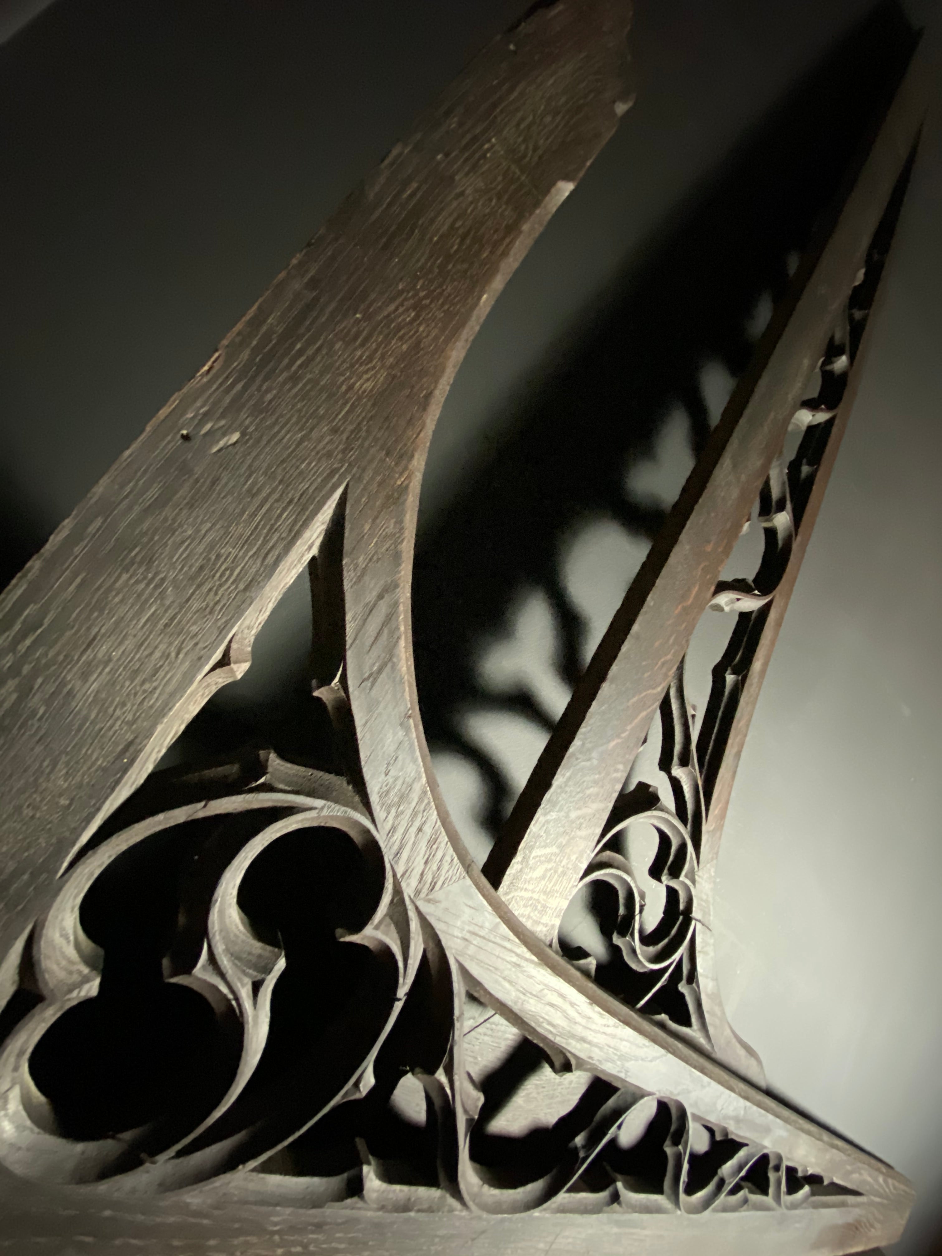Pair Antique Gothic Oak Arch Panels  |  Large French Salvaged Architectural Wood  |  120cm Width