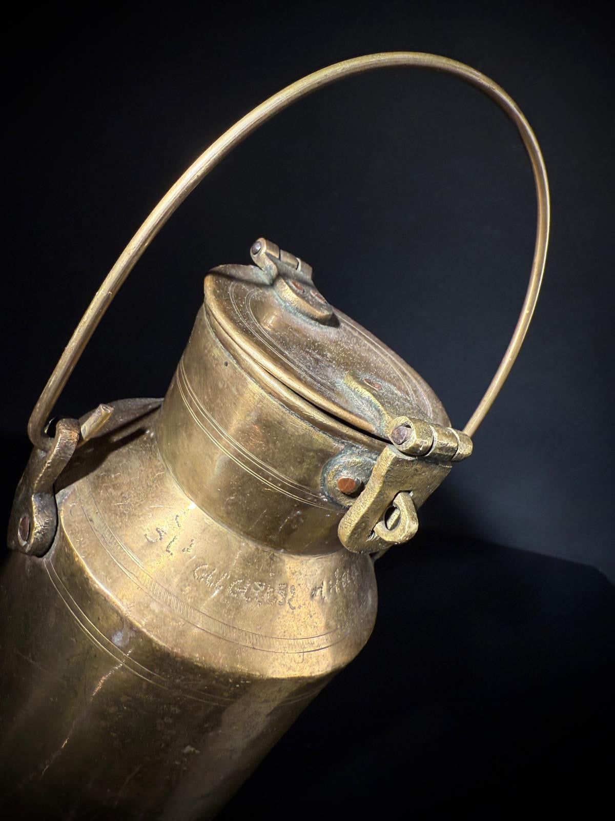 Vintage Indian Brass Milk Jug | Rustic Kitchen Decor  |  Brass Canister