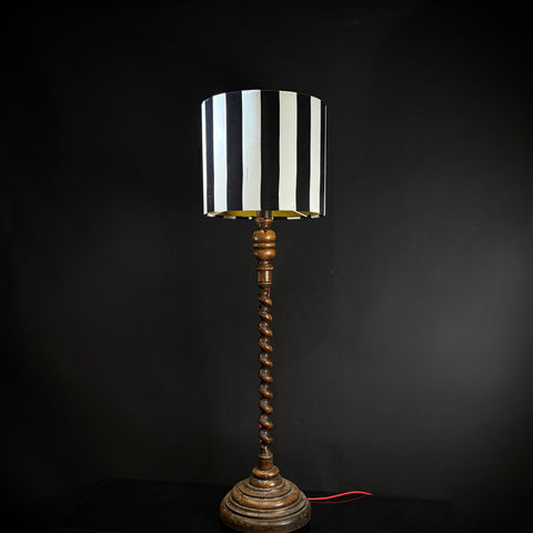 Antique Wood Floor Lamp | Barley Twist Stem, Stepped Base (100cm)