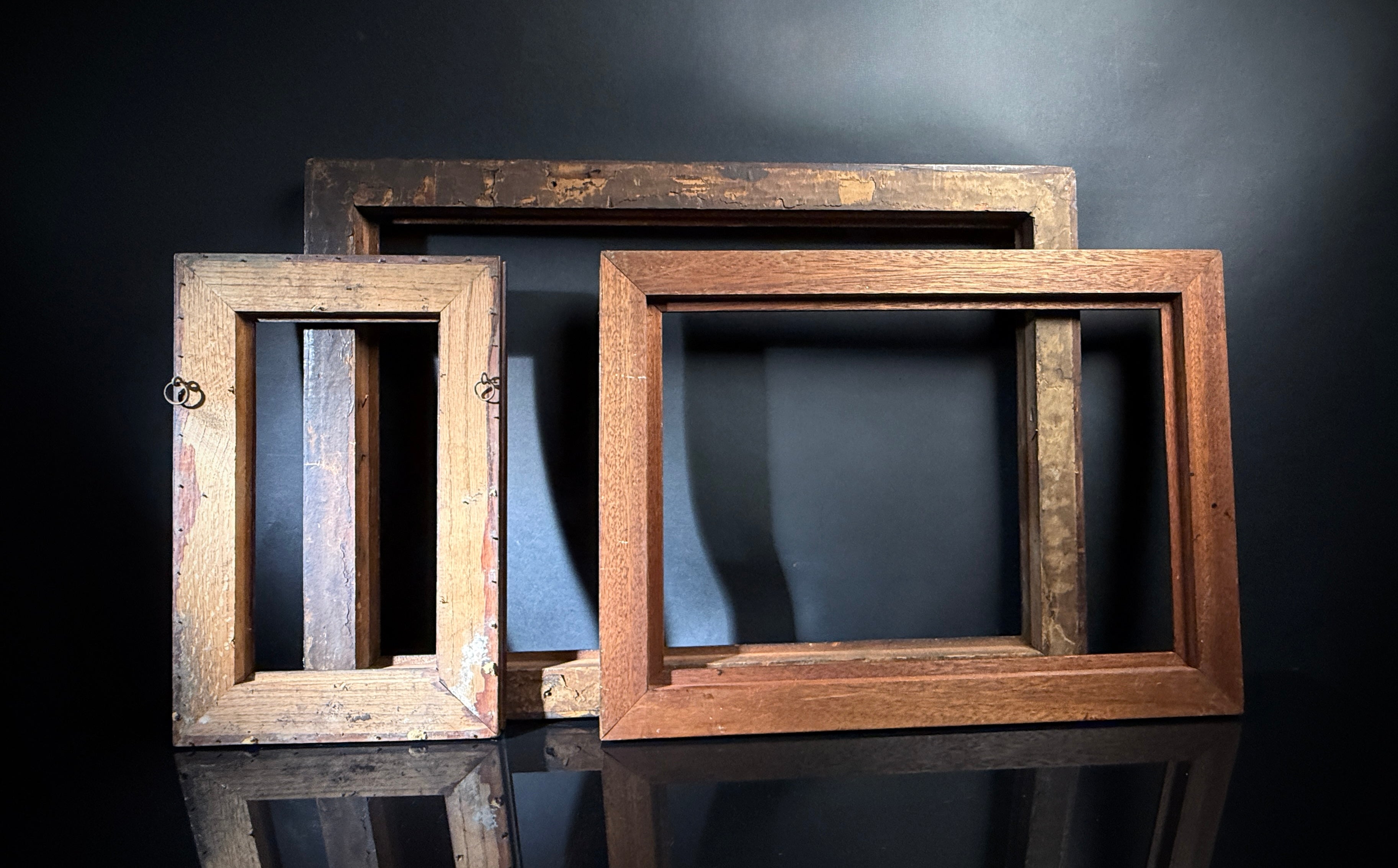 Set of x3 Hardwood Antique Picture frames