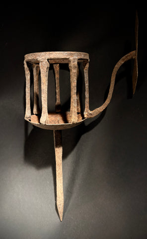 Hand-Forged Medieval Wrought Iron Candle Wall Sconce – Torch Lantern 44cm, Pre-Drilled Mount