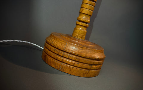 Vintage mid century Floor Lamp - Turned Wood Bobbin Column