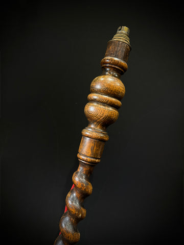 Antique Wood Floor Lamp | Barley Twist Stem, Stepped Base (100cm)