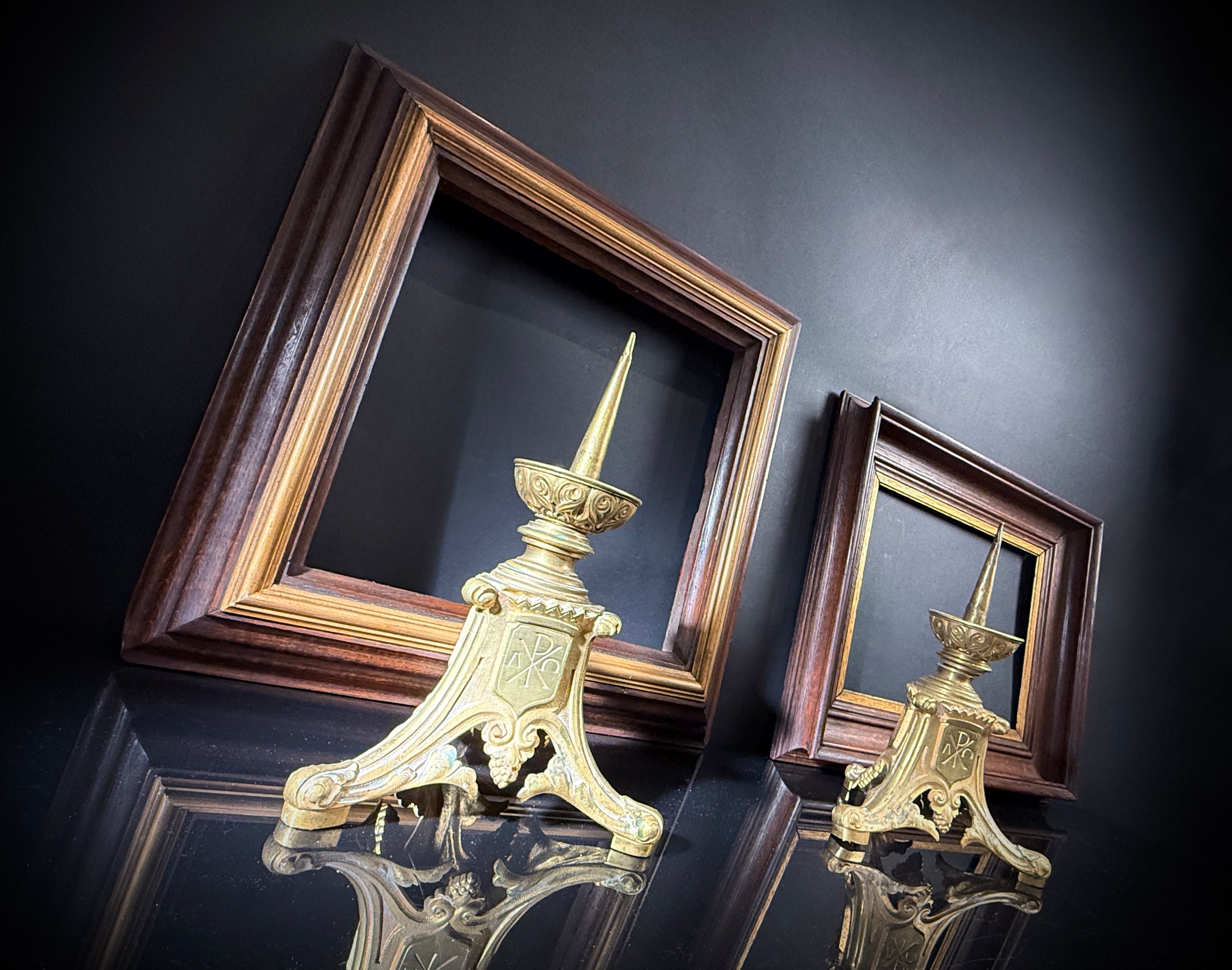 Vintage Wooden Picture Frames  |  Set of 2  |  Deep Set Gilt Trim