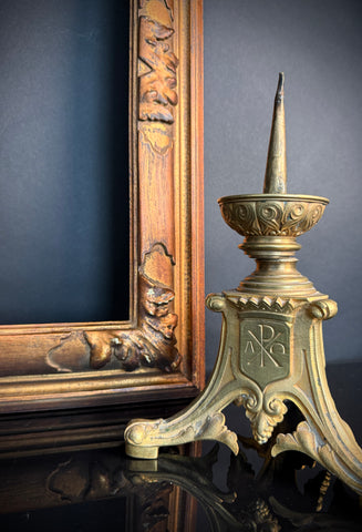 Large Shabby Vintage Picture Frame  |  Carved Wood  | Worn Gilt Finish (75cm x 59.5cm)