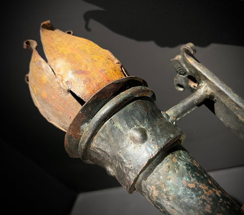 Pair of Large Weighty Antique Iron Wall Sconces | Torchere -Style  | Large