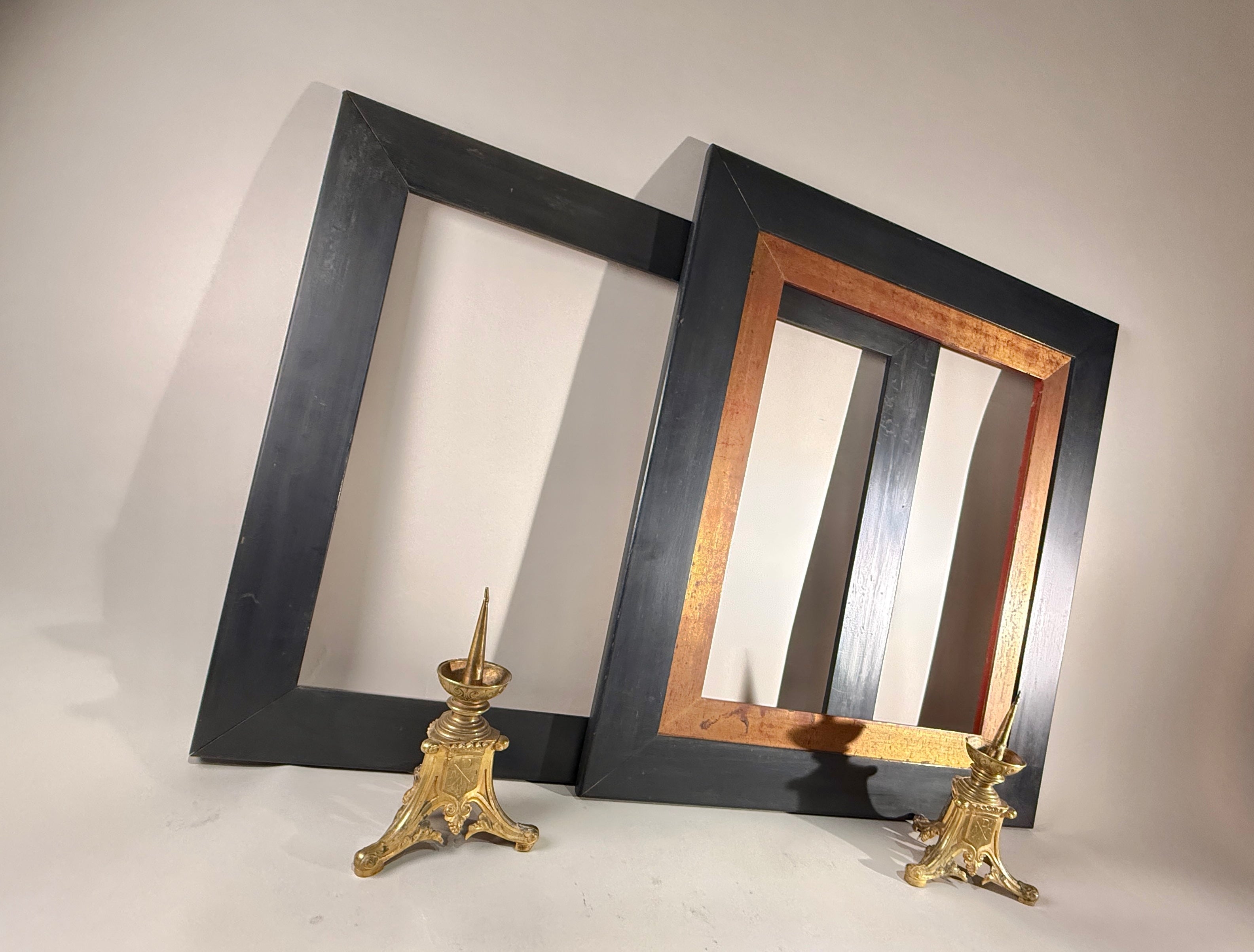 Pair Large Antique Wood Picture Frame | Black Classic Finish | 66x45.5cm
