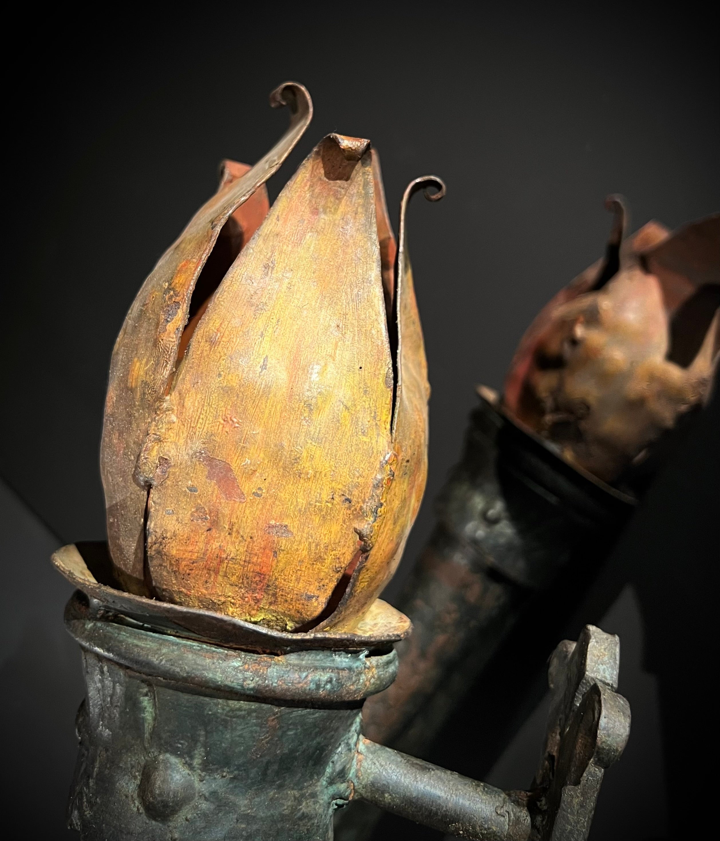 Pair of Large Weighty Antique Iron Wall Sconces | Torchere -Style  | Large