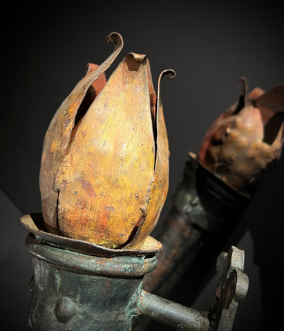 Pair of Large Weighty Antique Iron Wall Sconces | Torchere -Style  | Large
