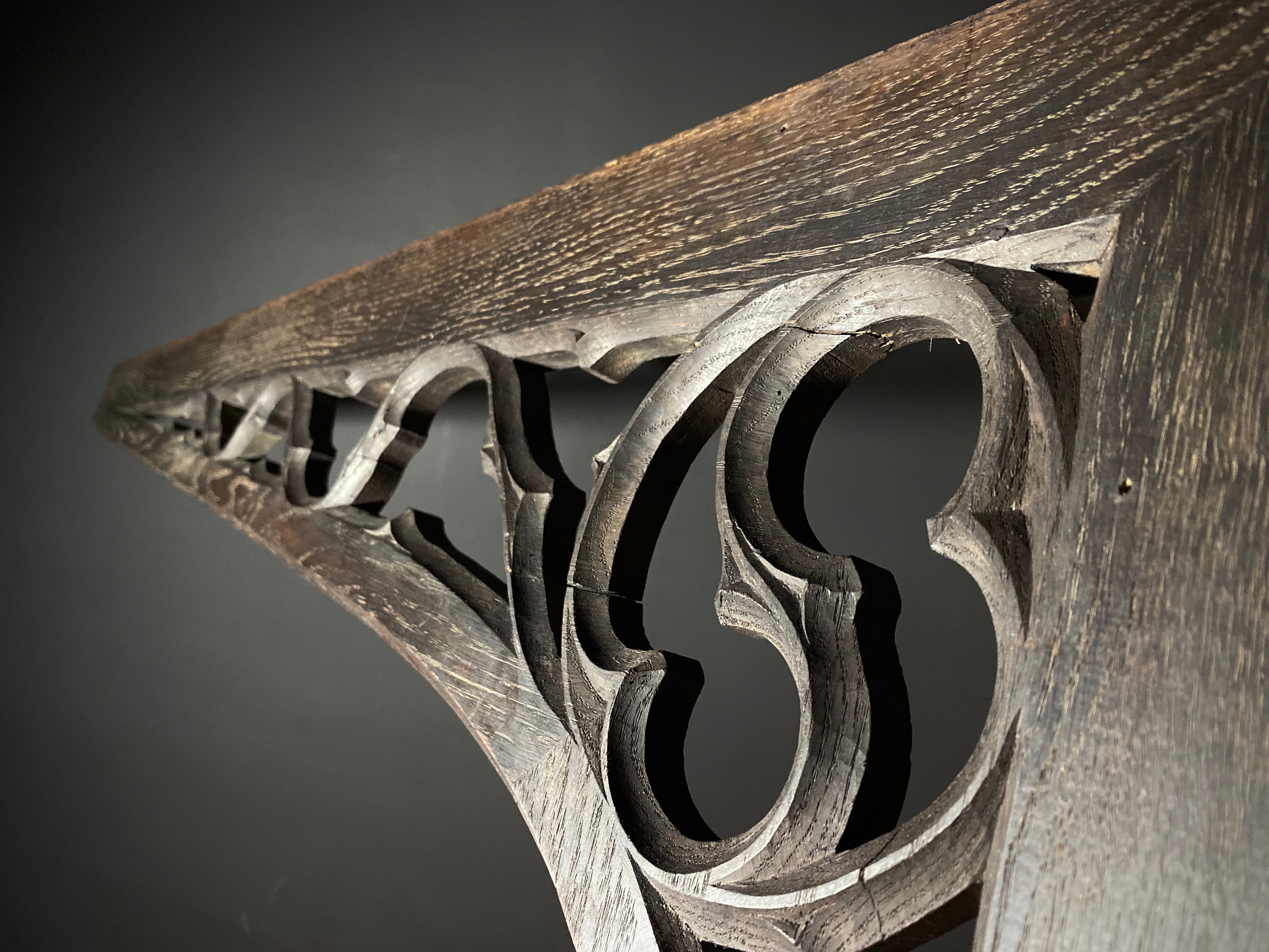 Pair Antique Gothic Oak Arch Panels  |  Large French Salvaged Architectural Wood  |  120cm Width