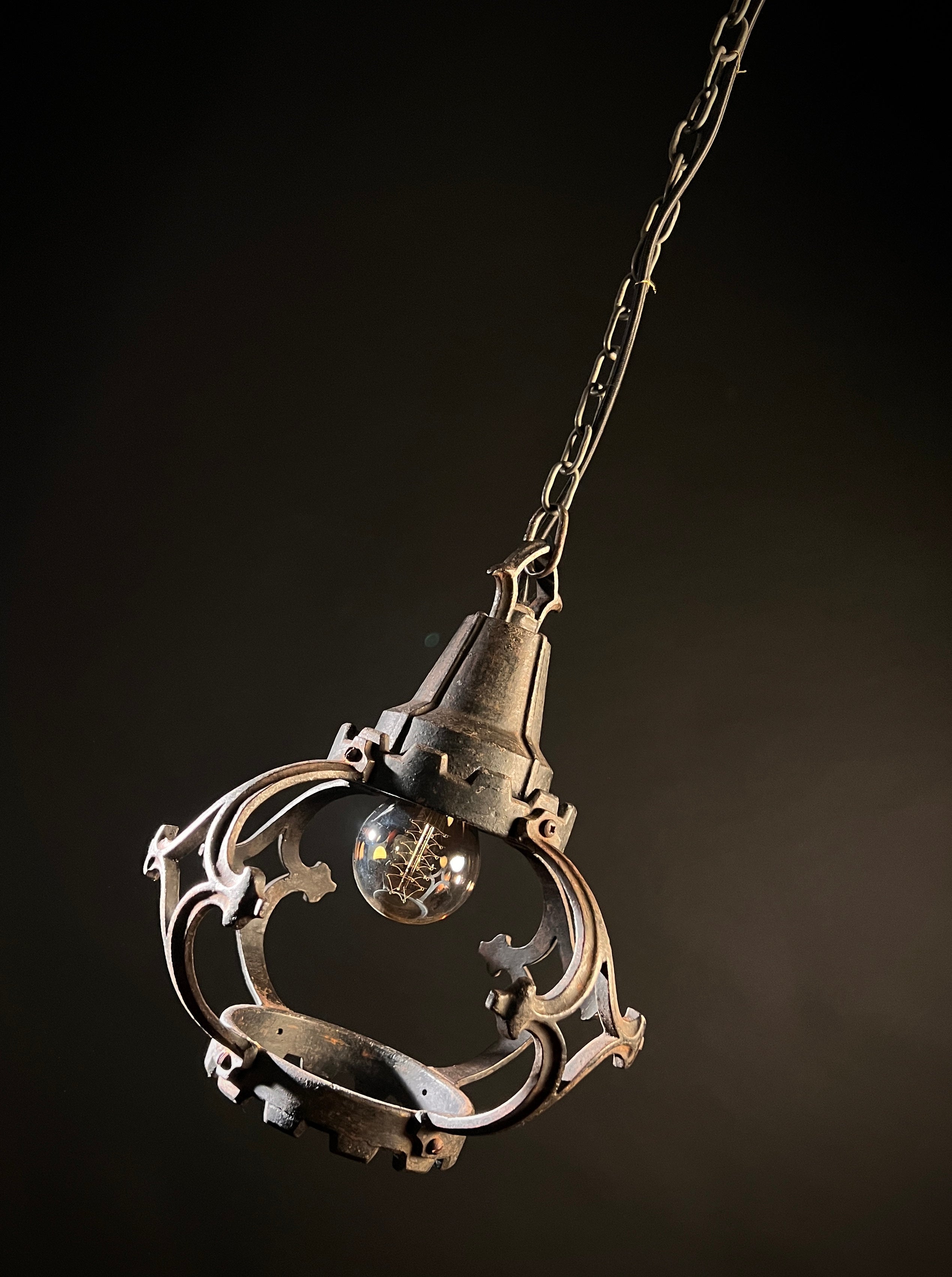 Antique Wrought Iron Pendant Light | Gothic Style | Antique Hanging Light | Rustic Decor