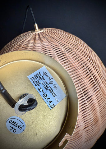 Large (48cm) Pooky Natural Rattan Hector Ball Pendant Light – Handwoven Wicker Hanging Lamp