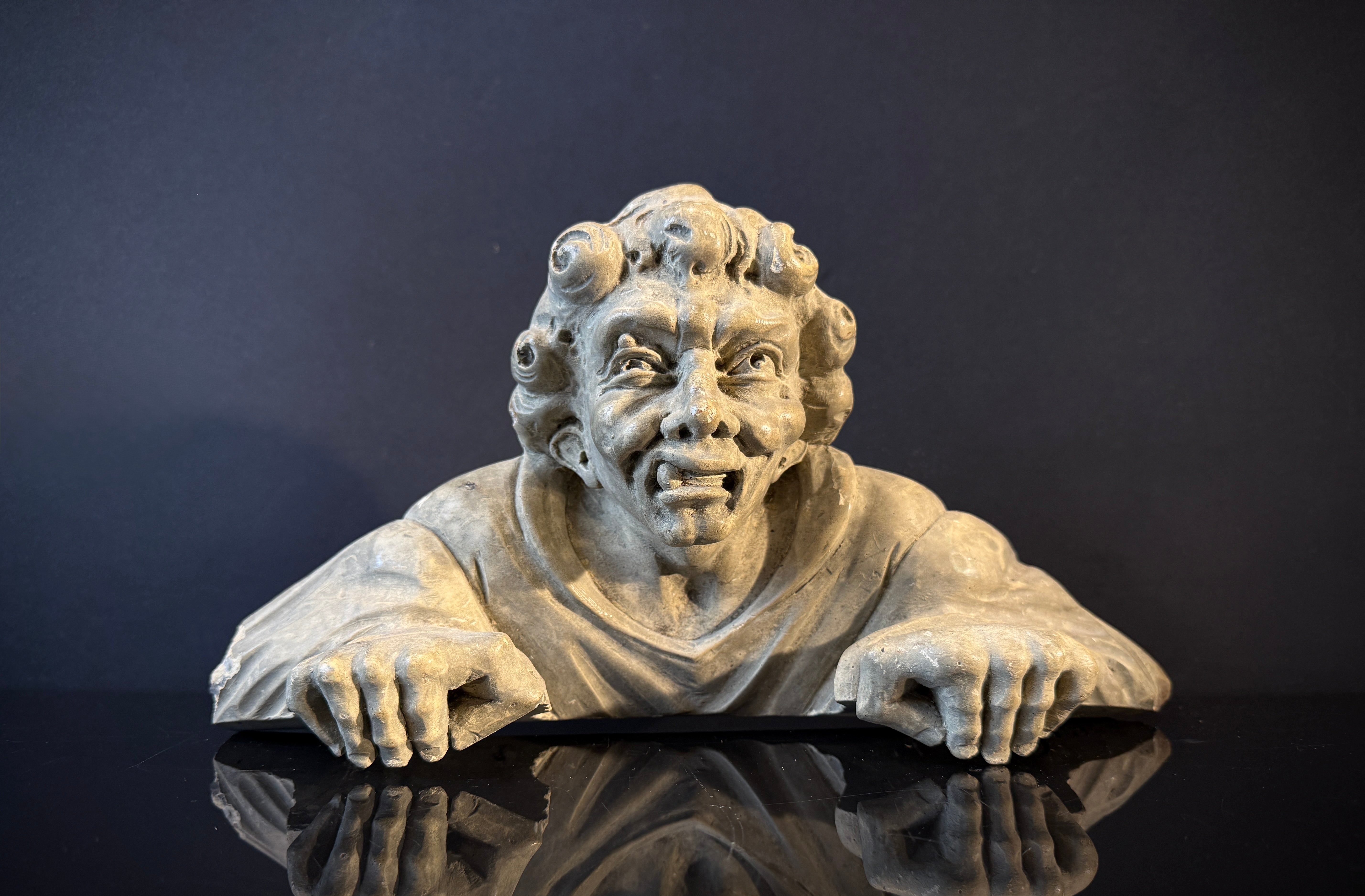 Gothic Medieval Cliffhanger Shelf Sitter Wall Plaque, Handmade Plaster Decor (33x15x9cm) Quasimodo Notre Dame Bell Ringer