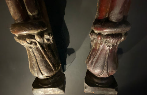 Antique Church Oak Pilasters  |  Pair (x2)  | Large Salvaged Hardwood Columns 194cm