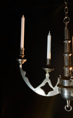 Large Antique Bronze Candle Chandelier | Gothic Design | 3-Arm Candle Light