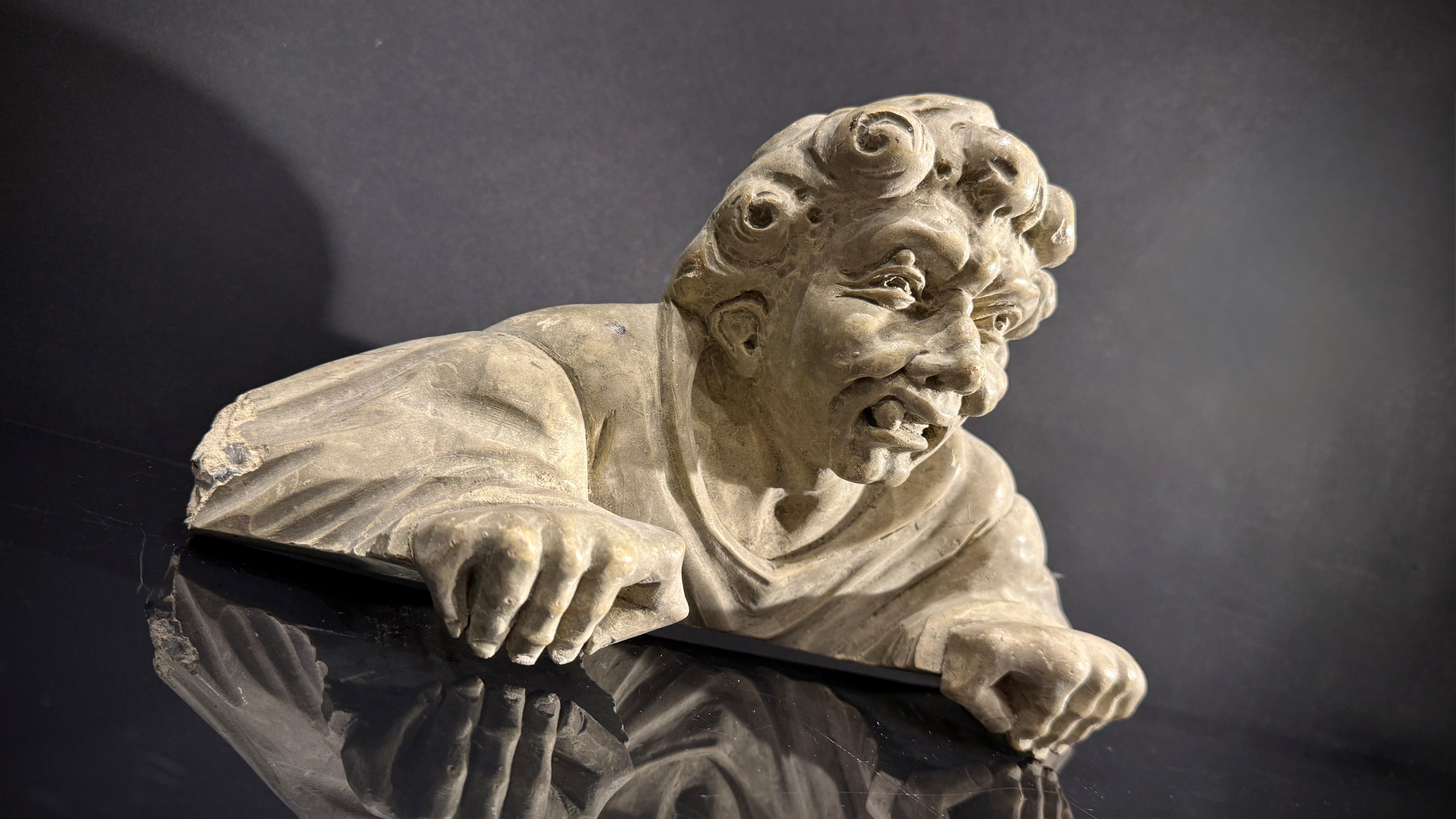 Gothic Medieval Cliffhanger Shelf Sitter Wall Plaque, Handmade Plaster Decor (33x15x9cm) Quasimodo Notre Dame Bell Ringer