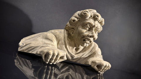 Gothic Medieval Cliffhanger Shelf Sitter Wall Plaque, Handmade Plaster Decor (33x15x9cm) Quasimodo Notre Dame Bell Ringer
