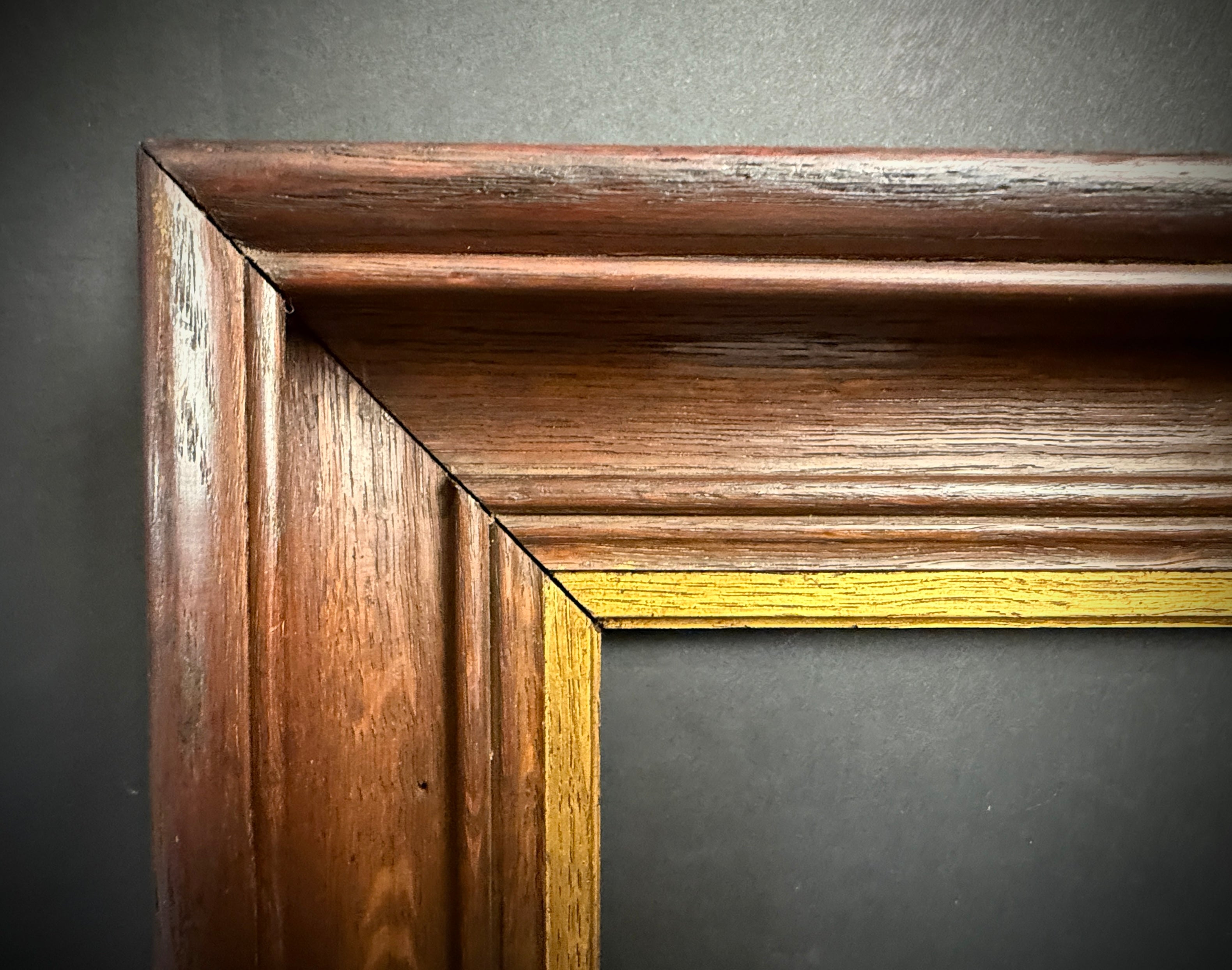 Vintage Wooden Picture Frames  |  Set of 2  |  Deep Set Gilt Trim
