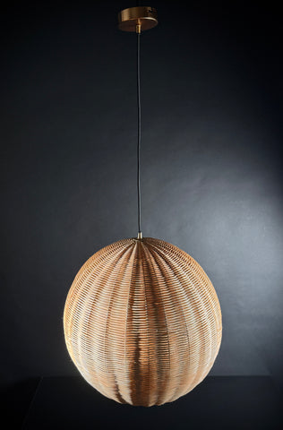 Large (48cm) Pooky Natural Rattan Hector Ball Pendant Light – Handwoven Wicker Hanging Lamp