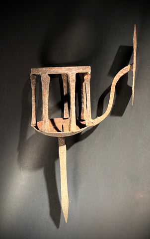 Hand-Forged Medieval Wrought Iron Candle Wall Sconce – Torch Lantern 44cm, Pre-Drilled Mount