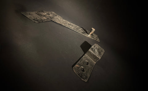 Hand-Forged Antique Wrought Iron Door Bolt & Catch Set – Medieval Lever Lock, Pre-Drilled Holes