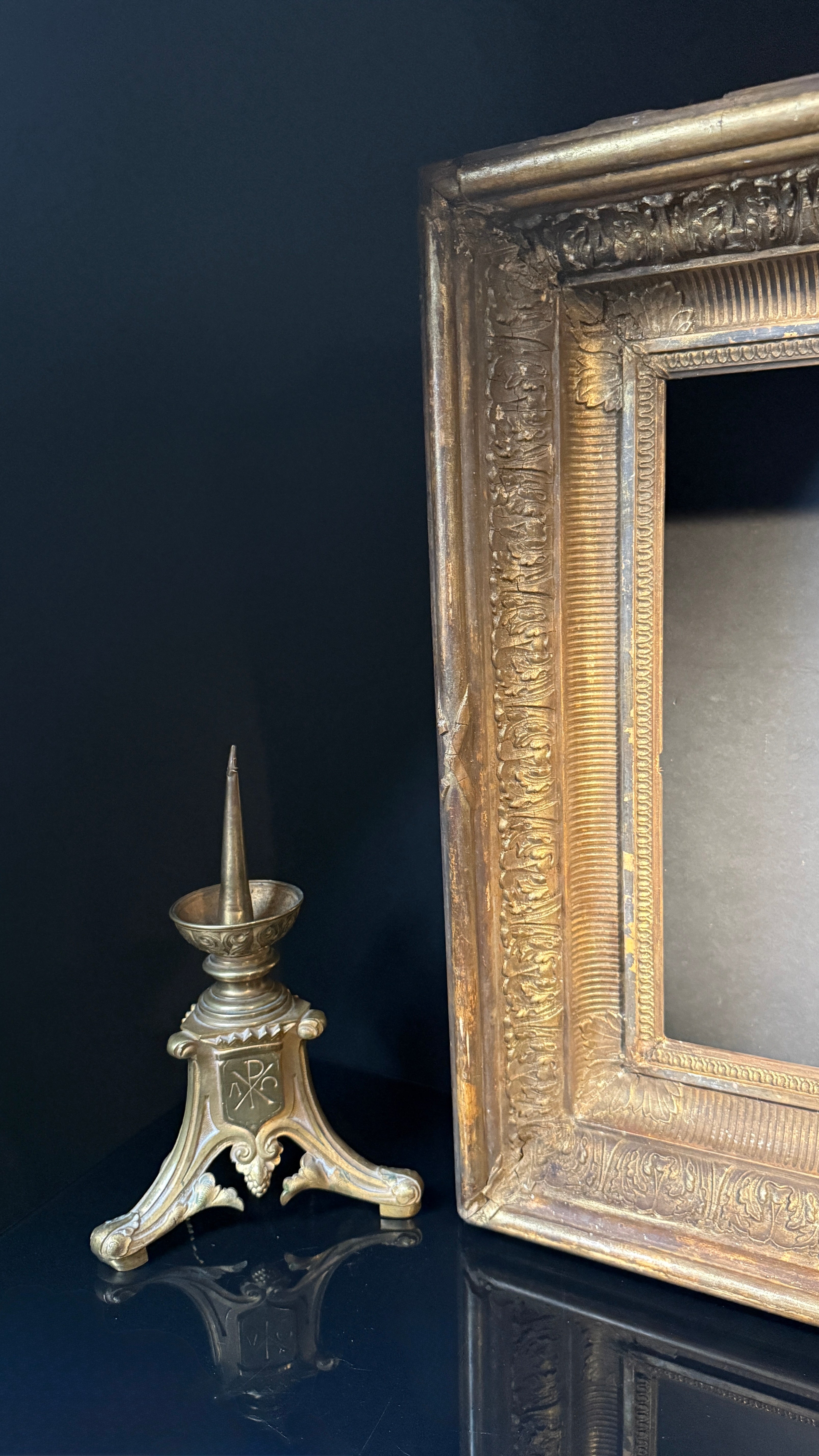 Large Shabby Antique Gilt Picture Frame – Deep Set Ornate Wood Picture Frame 67cm x 57cm