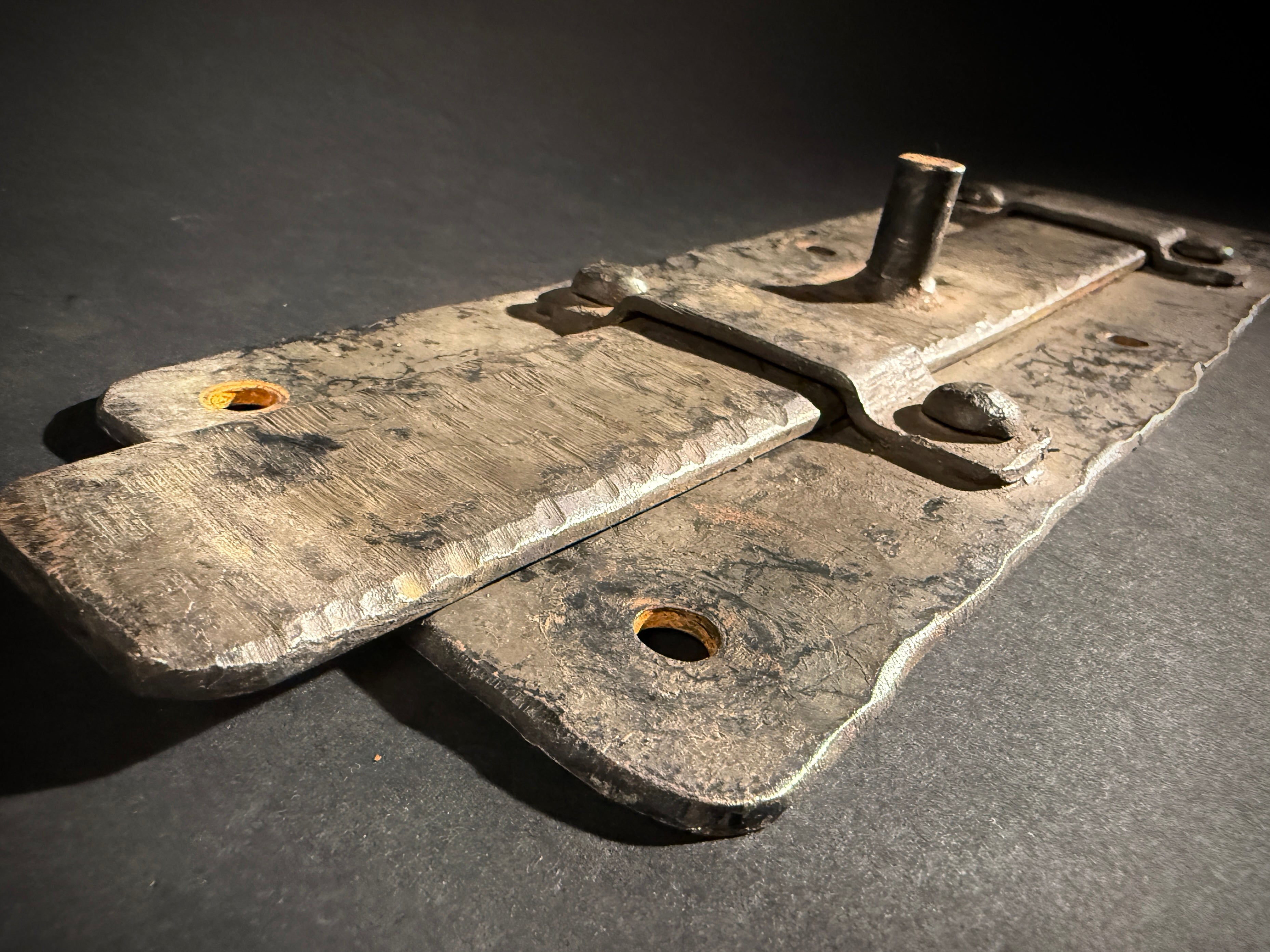 Extra Large Wrought Iron Door Bolt & Catch Set | Hand-Forged Medieval Lever Lock  |  Pre-Drilled Holes (41.5x10cm)