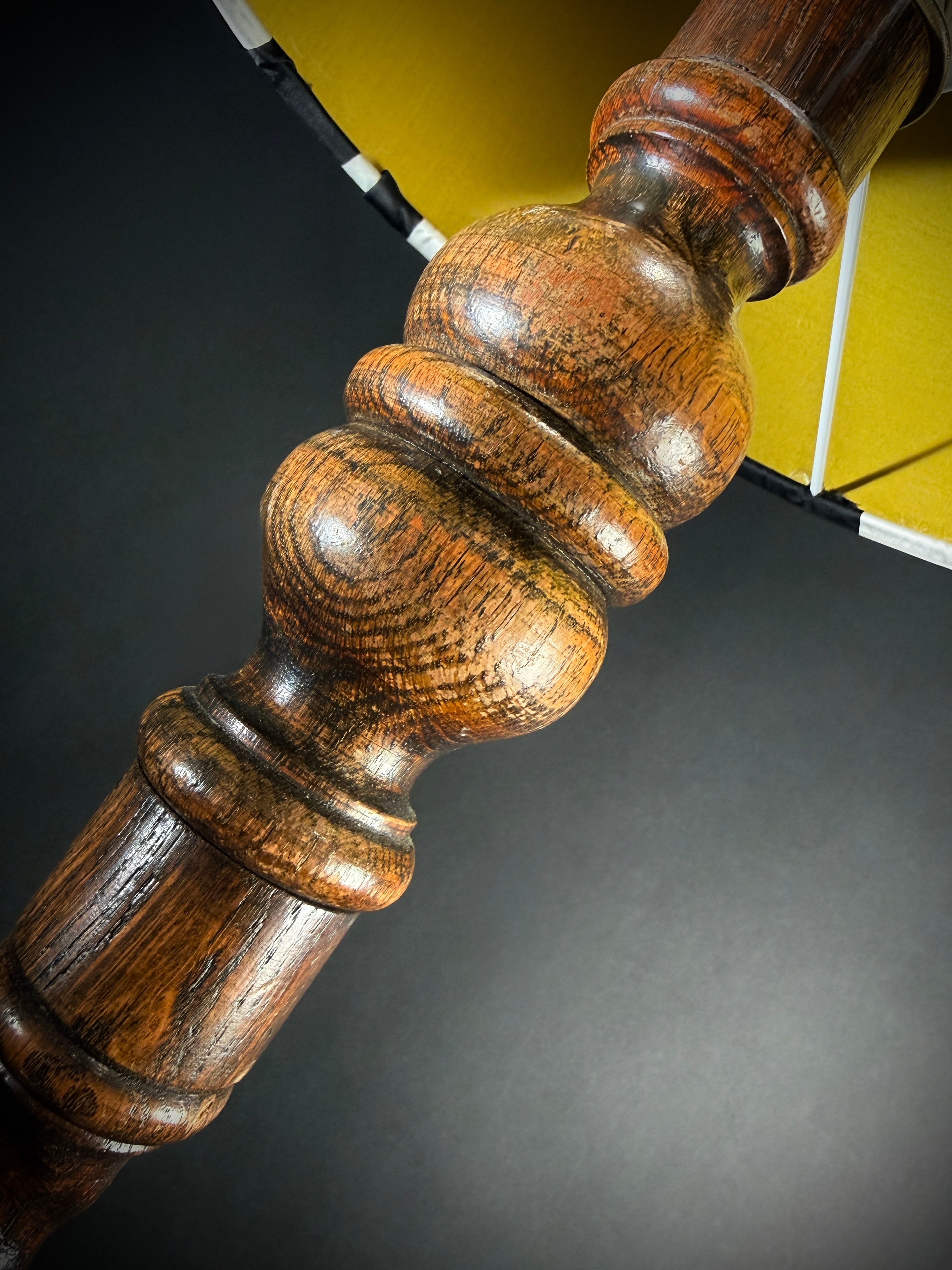 Antique Wood Floor Lamp | Barley Twist Stem, Stepped Base (100cm)