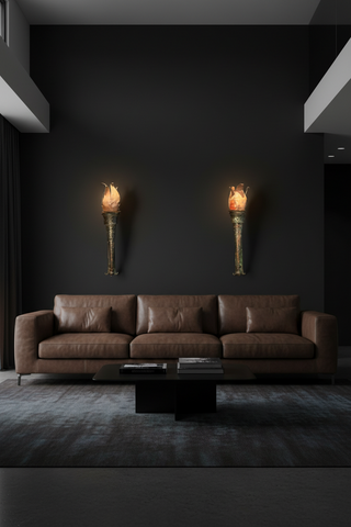 Pair of Large Weighty Antique Iron Wall Sconces | Torchere -Style  | Large
