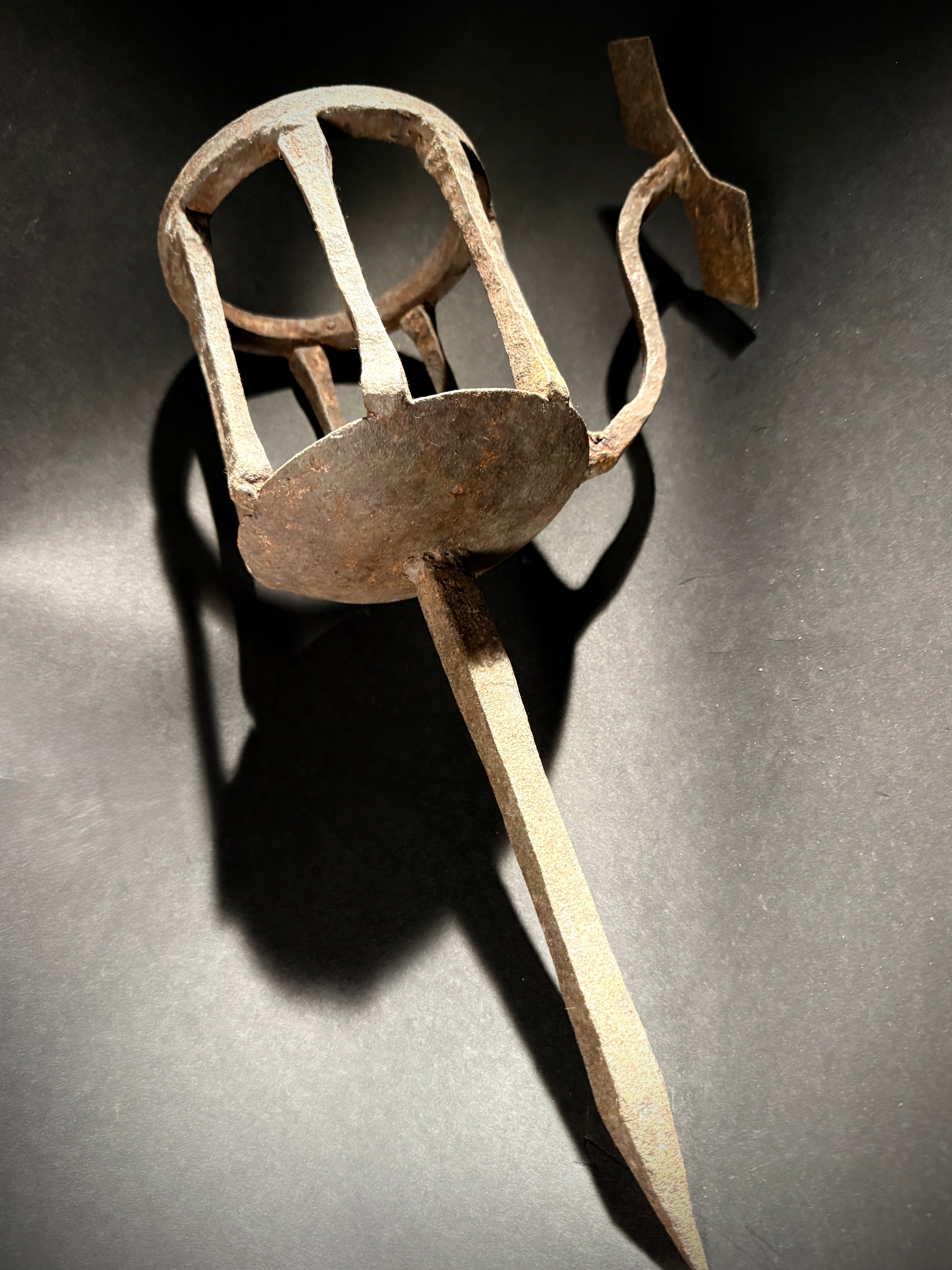 Hand-Forged Medieval Wrought Iron Candle Wall Sconce – Torch Lantern 44cm, Pre-Drilled Mount