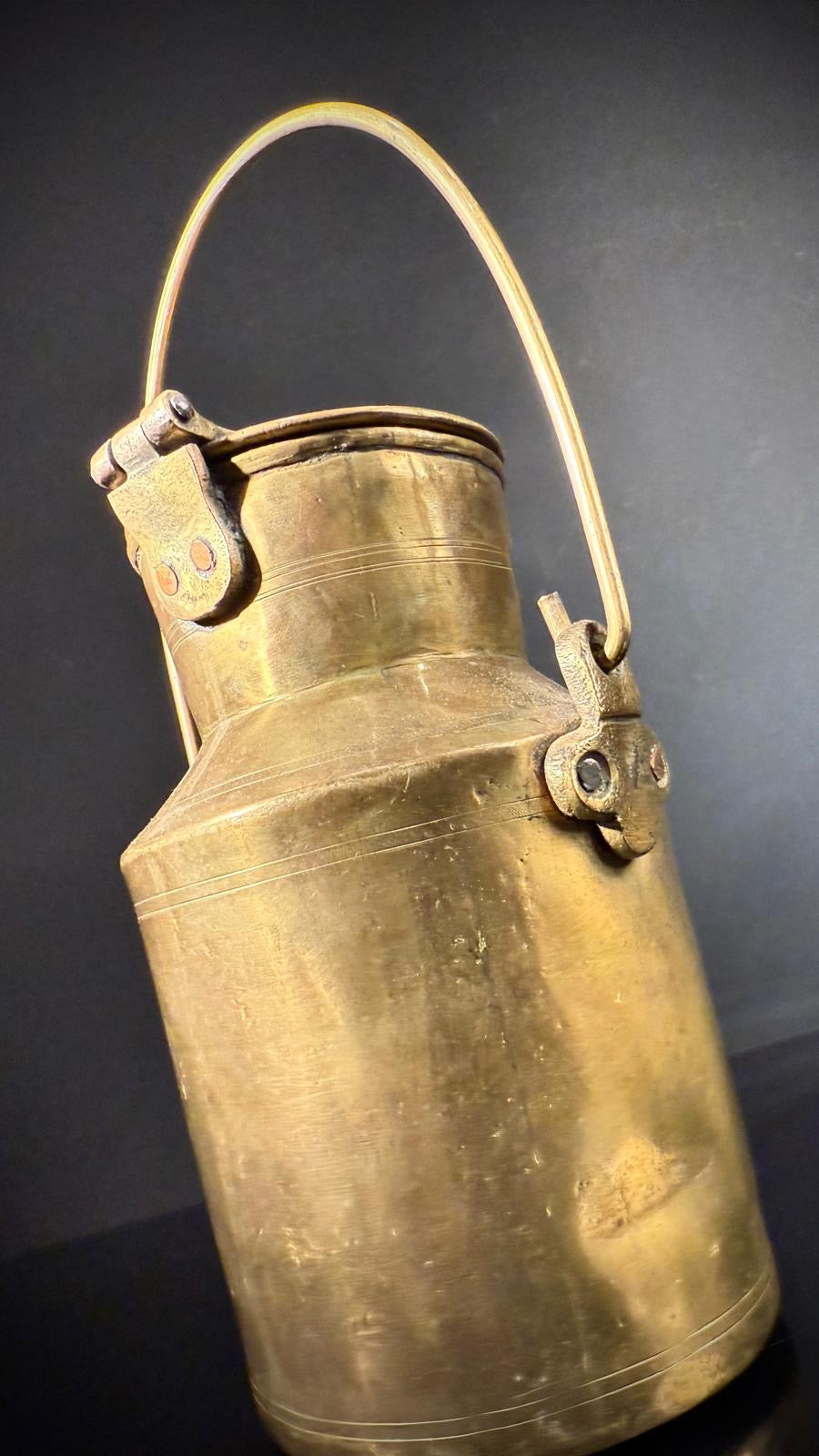 Vintage Indian Brass Milk Jug | Rustic Kitchen Decor  |  Brass Canister