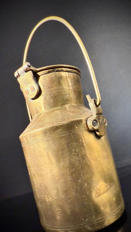 Vintage Indian Brass Milk Jug | Rustic Kitchen Decor  |  Brass Canister