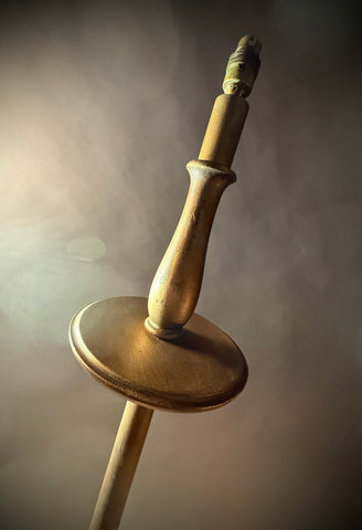 Vintage Gold Wood Floor Lamp – Fluted Turned Column, Candle Saucer, Bun Feet 159cm Tall
