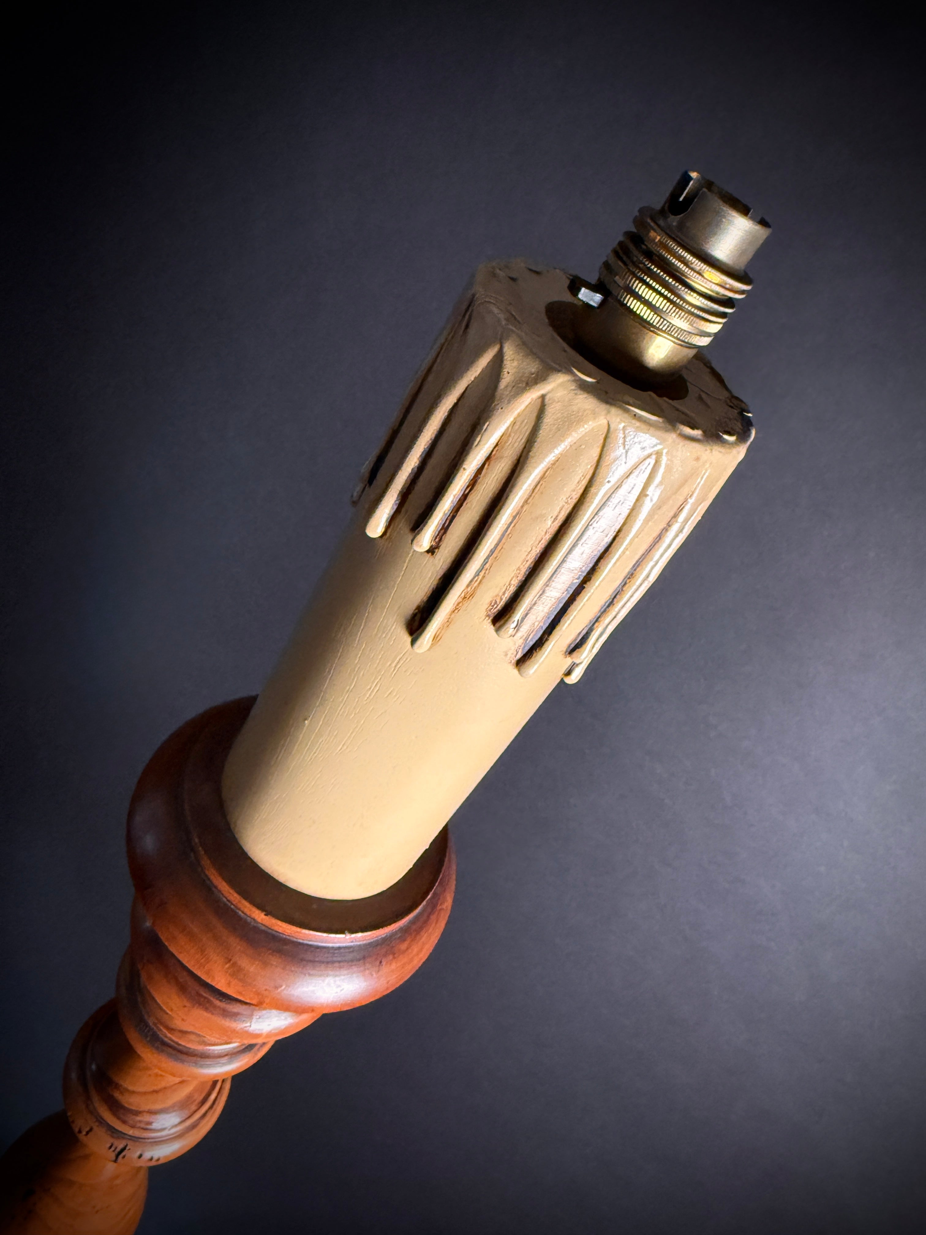Extra Large Classic Antique Wood Giant Candlestick Floor Lamp