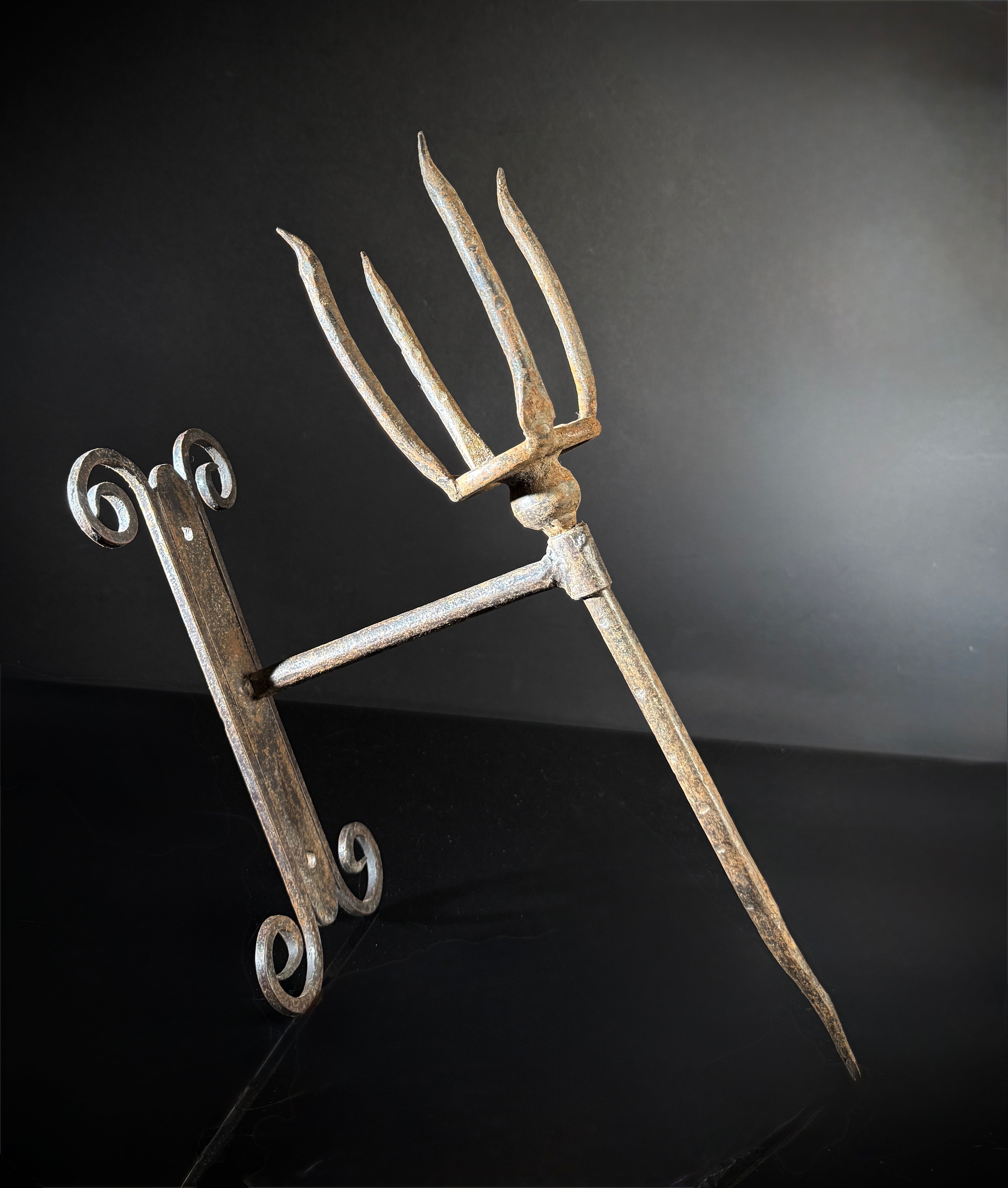 Unusual Pair of Wrought Iron Candle Torchere Sconces  |  Medieval Style  |  Hand-Forged