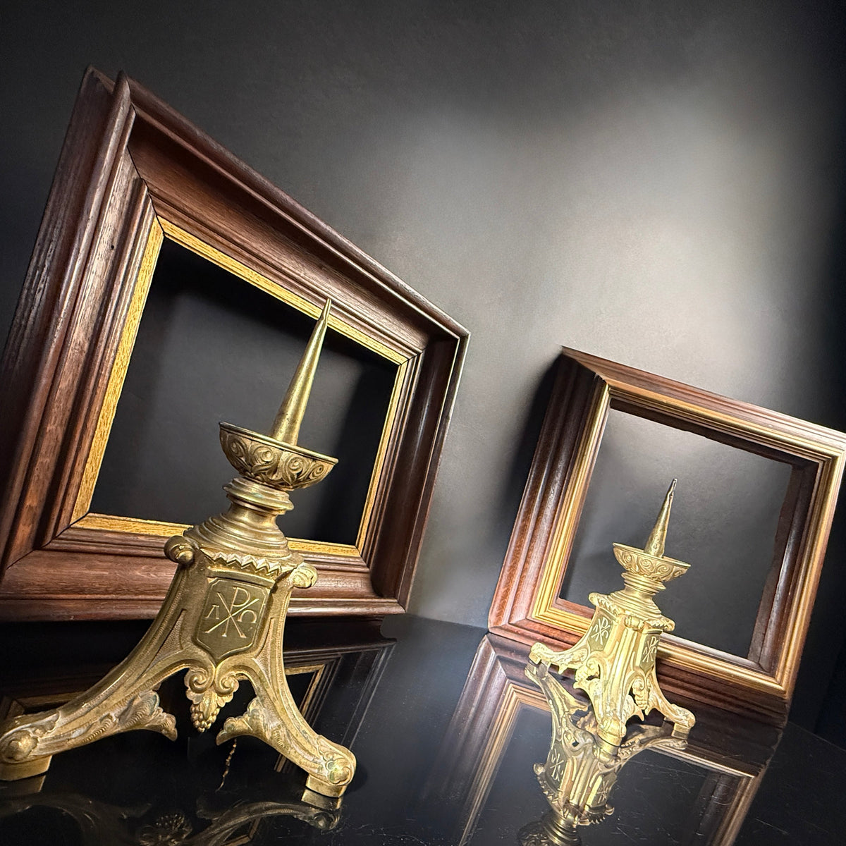 Vintage Wooden Picture Frames  |  Set of 2  |  Deep Set Gilt Trim