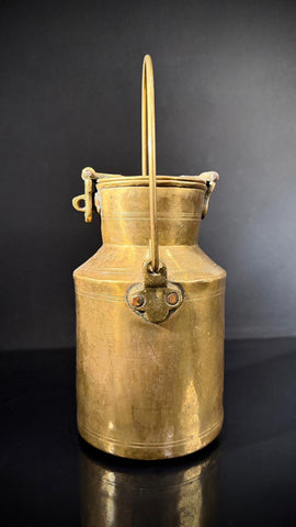 Vintage Indian Brass Milk Jug | Rustic Kitchen Decor  |  Brass Canister