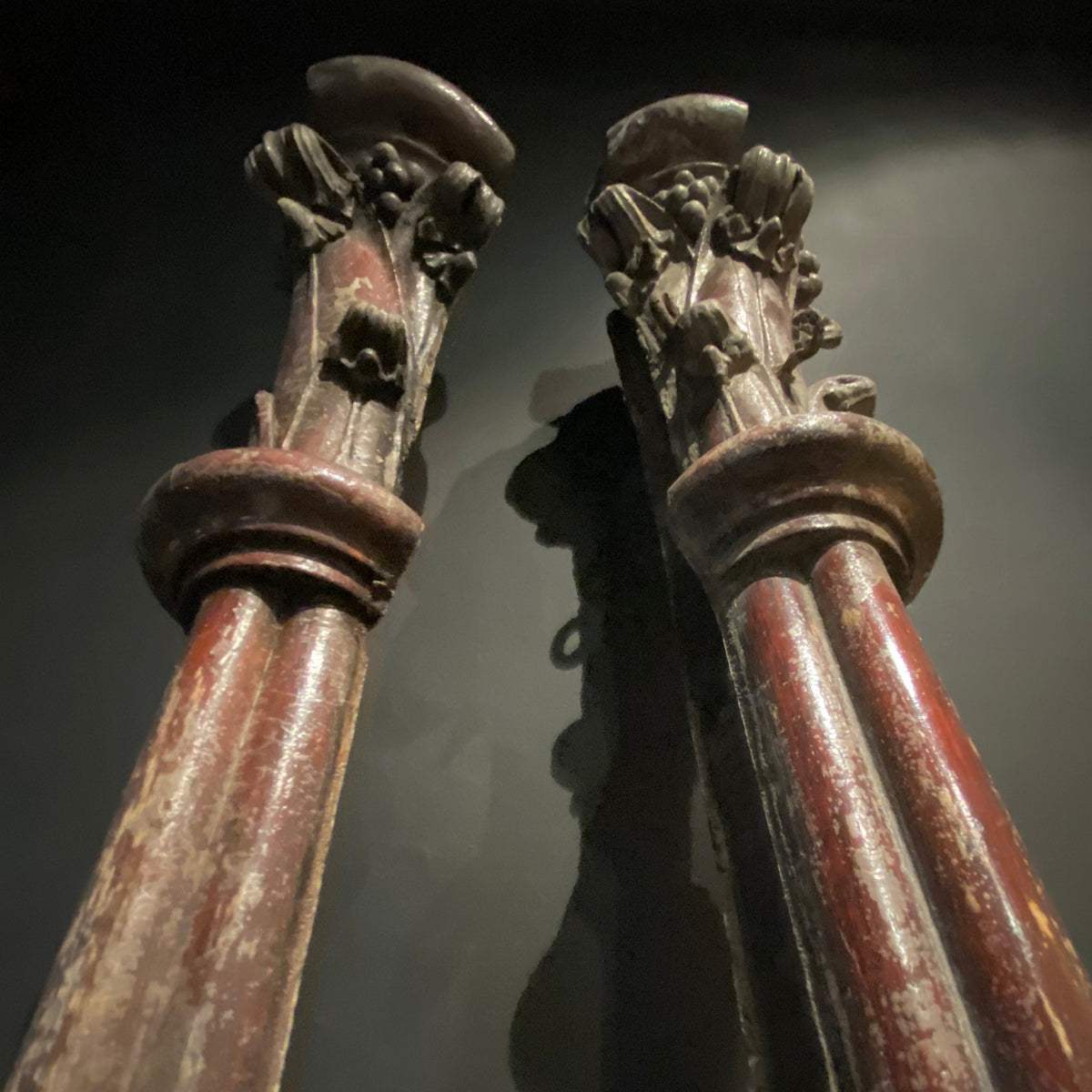 Antique Church Oak Pilasters  |  Pair (x2)  | Large Salvaged Hardwood Columns 194cm