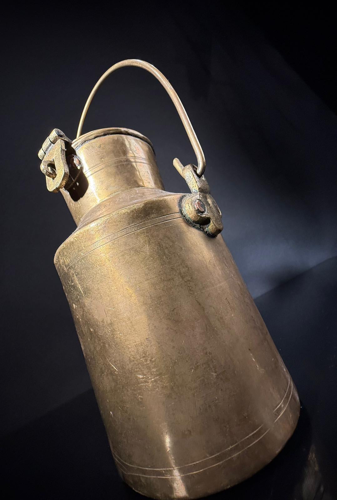 Vintage Indian Brass Milk Jug | Rustic Kitchen Decor  |  Brass Canister