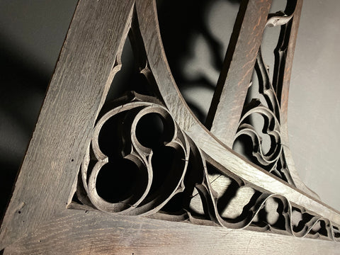 Pair Antique Gothic Oak Arch Panels  |  Large French Salvaged Architectural Wood  |  120cm Width