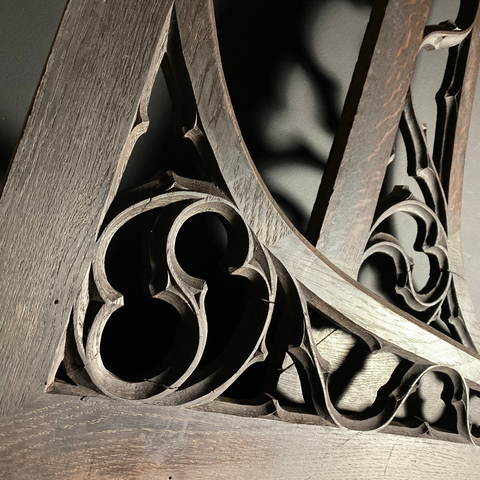 Pair Antique Gothic Oak Arch Panels  |  Large French Salvaged Architectural Wood  |  120cm Width