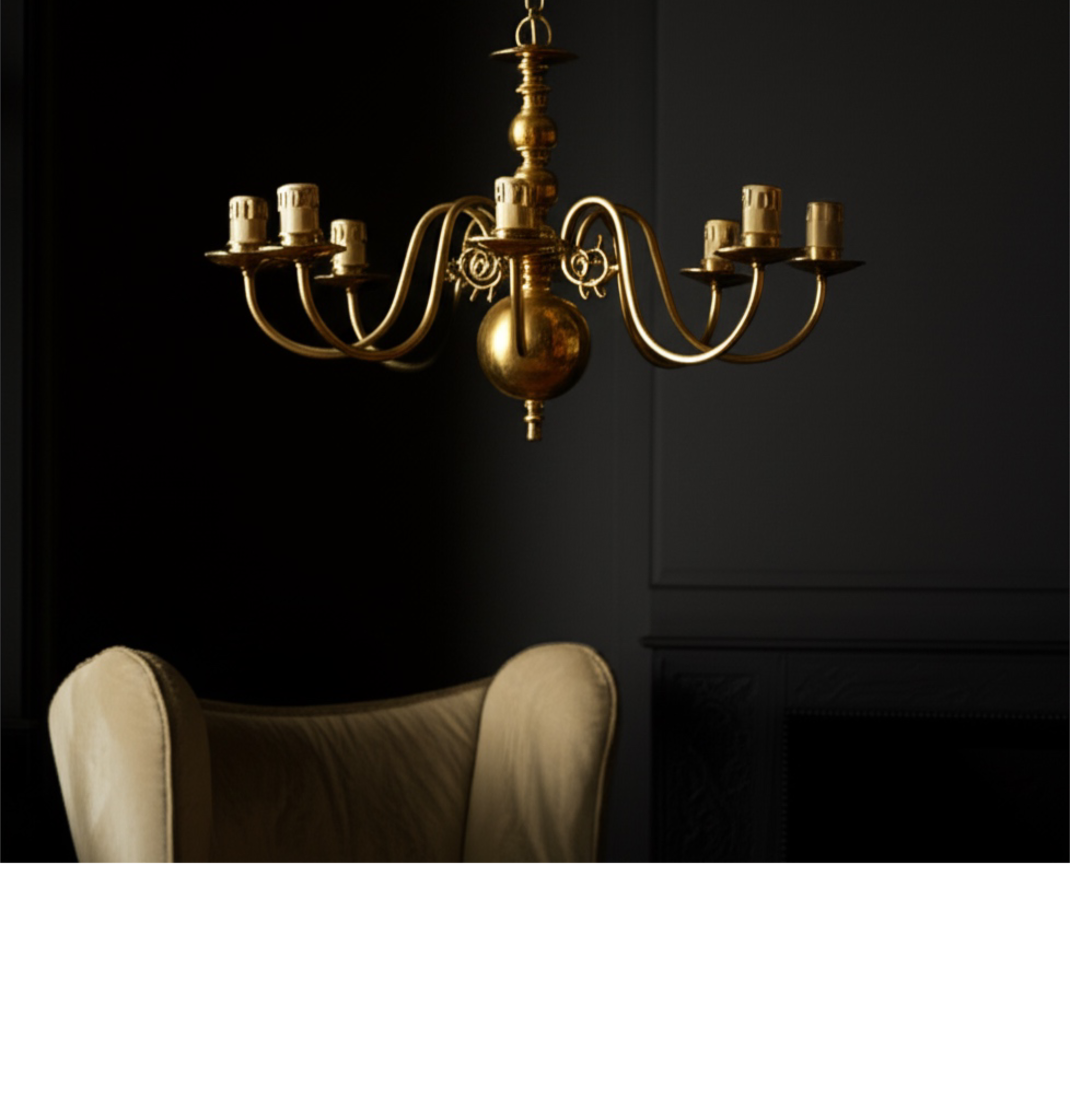 Large Classic Brass 8 Arm Chandelier / Vintage Ceiling Light - Brass Chandelier Light