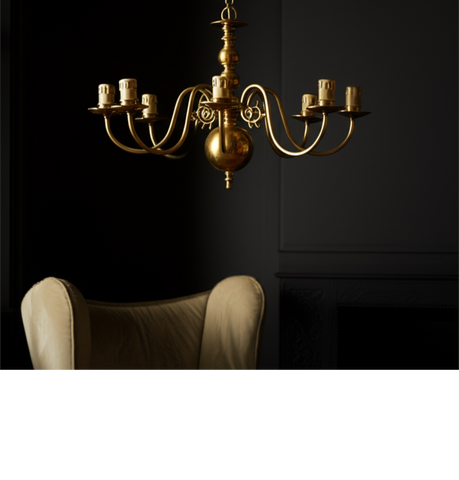 Large Classic Brass 8 Arm Chandelier / Vintage Ceiling Light - Brass Chandelier Light