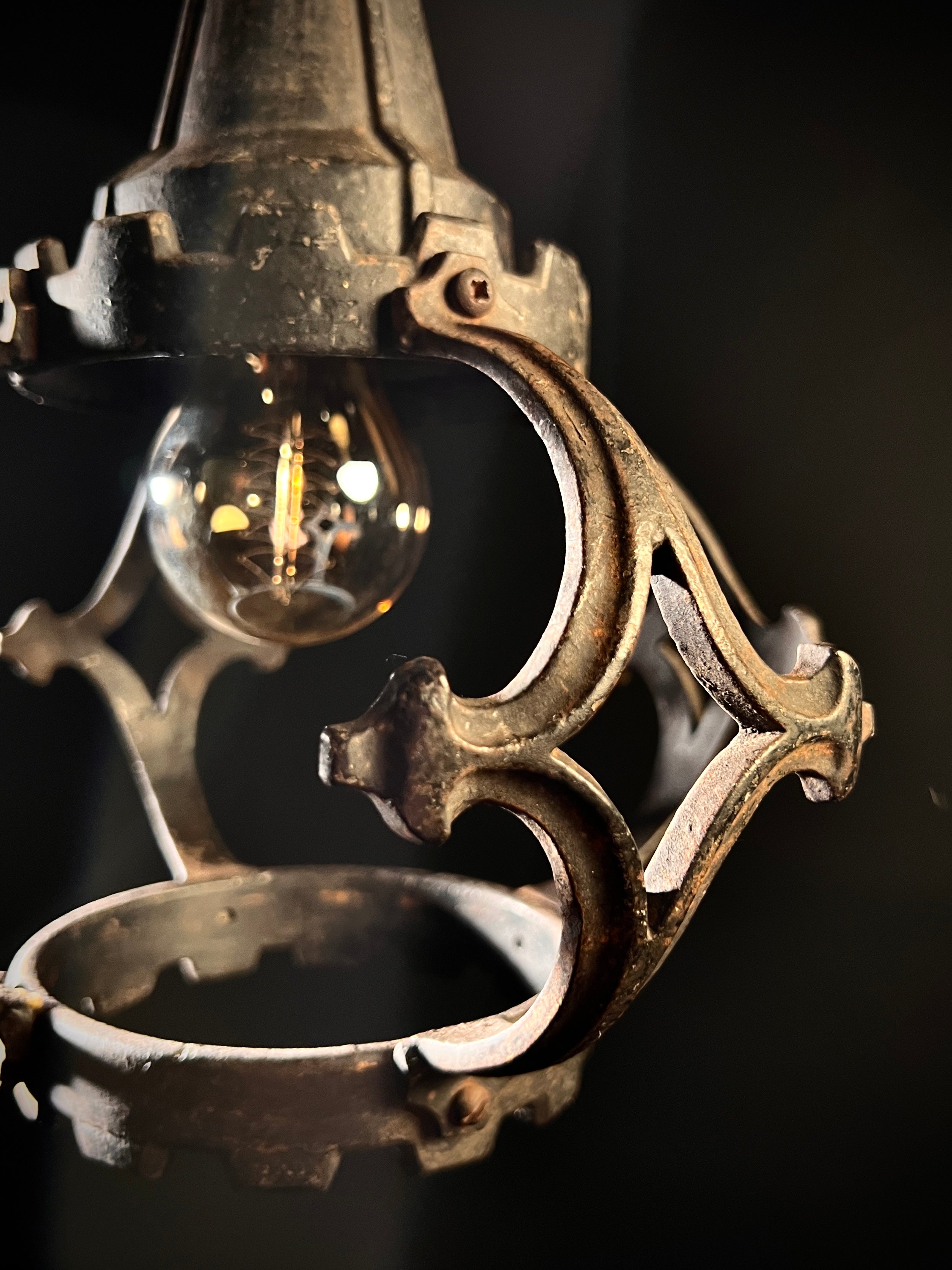 Antique Wrought Iron Pendant Light | Gothic Style | Antique Hanging Light | Rustic Decor